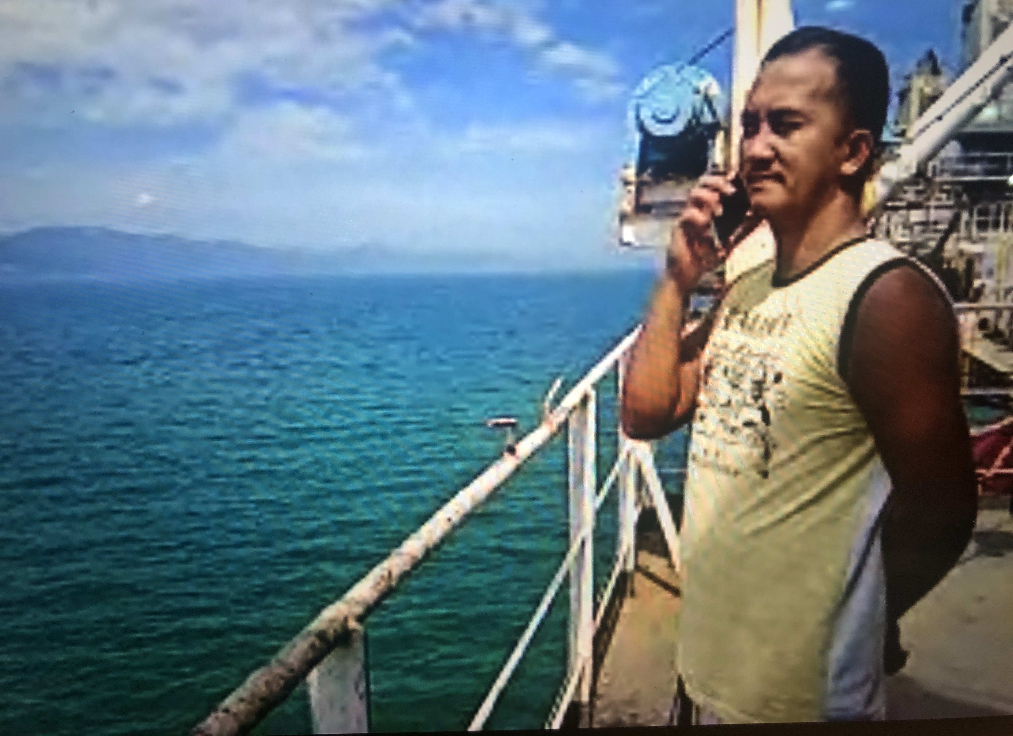 Port closures to stop the spread of COVID-19 have left seafarer Anthony Medina and 10 other Filipino sailors quarantined on the Oceanstar86 for more than six months now. Screenshot taken as Medina spoke to the reporter aboard Oceanstar86 via Facebook Messenger. Image courtesy of Ana P. Santos. Port closures to stop the spread of COVID-19 have left seafarer Anthony Medina and 10 other Filipino sailors quarantined on the Oceanstar86 for more than six months now. Screenshot taken as Medina spoke to the reporter aboard Oceanstar86 via Facebook Messenger. Image courtesy of Ana P. Santos.