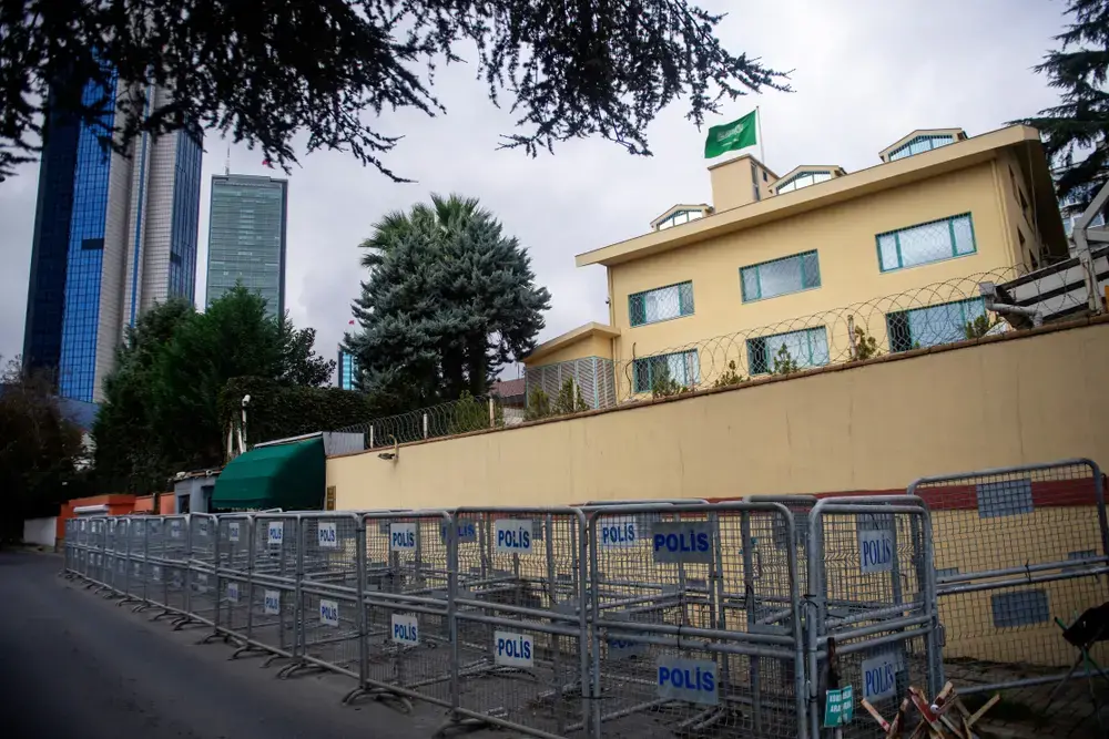 Saudi Arabia's consulate in Istanbul. Image courtesy of user answer5/Shutterstock. Turkey, 2018.