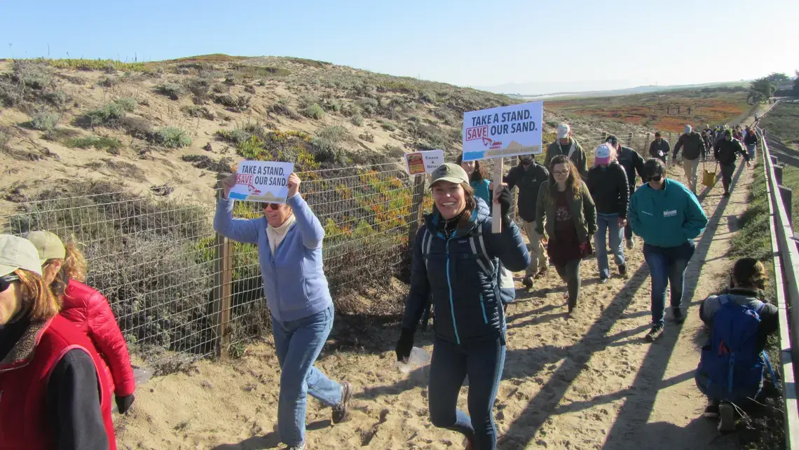 Demonstrators protest against sand mining operations in Marina, California, in January. Image by Adara Shilling. United States, 2017.