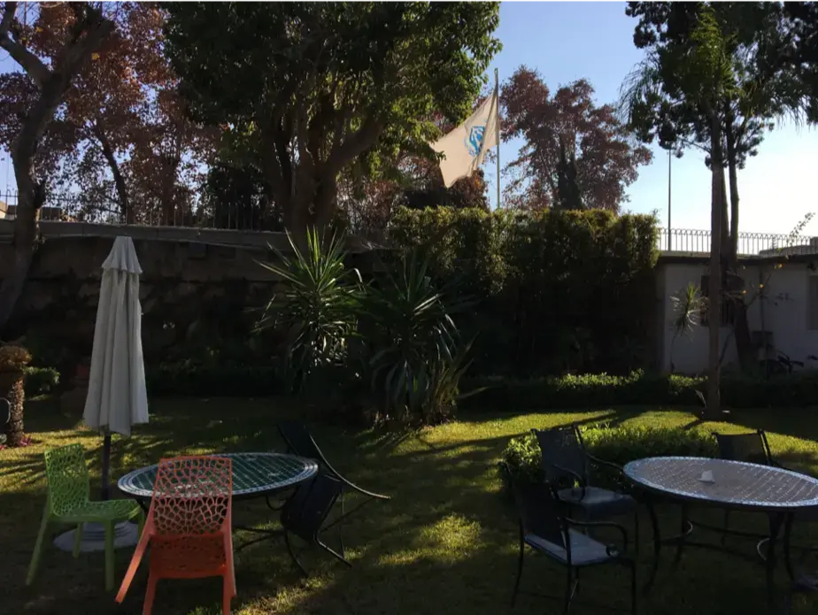The courtyard of UNHCR’s Rabat office. Image by Megan Pierce. Morocco, 2019.