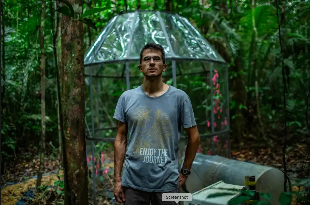 Increased CO2 in the air could save the Amazon rainforest from destruction. Or it may do little to keep the Amazon safe. Biologist David Lapola hopes to find out. Image by Dado Galdieri. Brazil, 2019.