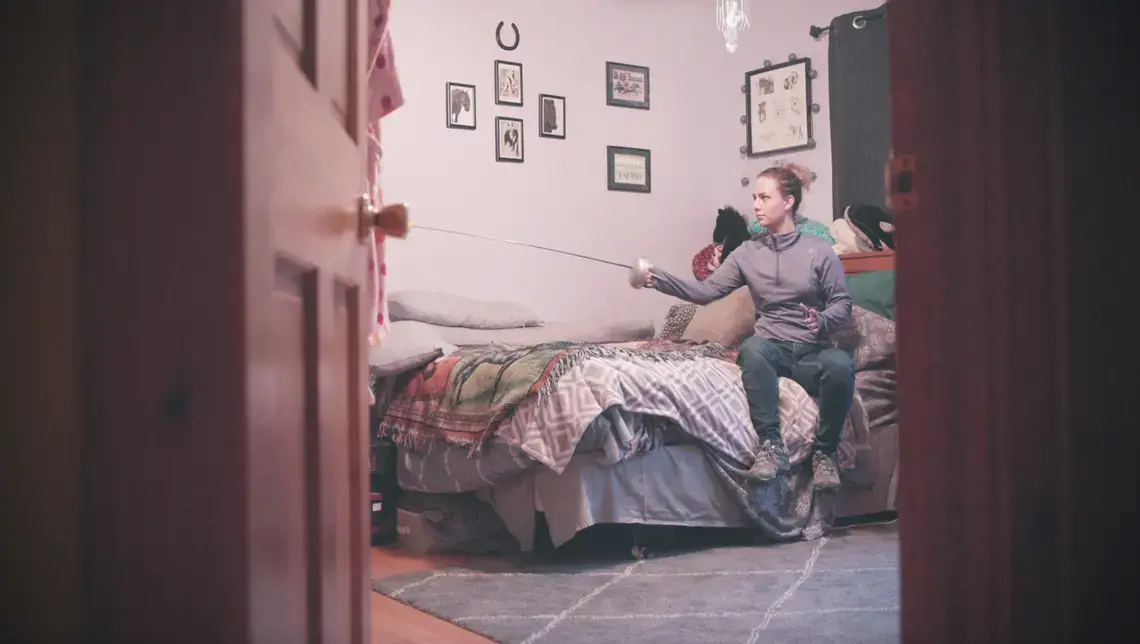 When 22-year old Victoria Isaacson discovered she had a degenerative disease, she turned her love of fencing into an all-out effort to become a Paralympic athlete, competing in a wheelchair. Now that a worldwide pandemic threatens her dream of making Team USA, Isaacson is once again coming up with a new plan to shape a future much different from the one she planned. Image courtesy of Brett Forrest and Brian Ryu. United States, 2020.