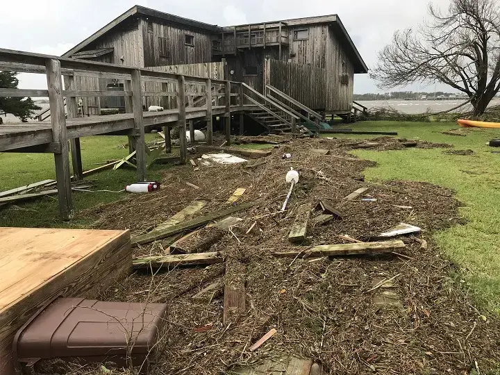 Near Harkers Island Bridge shortly after Hurricane Florence hit in 2018. Image by Lillie Chadwick Miller / Coastal Review Online. United States, 2018.