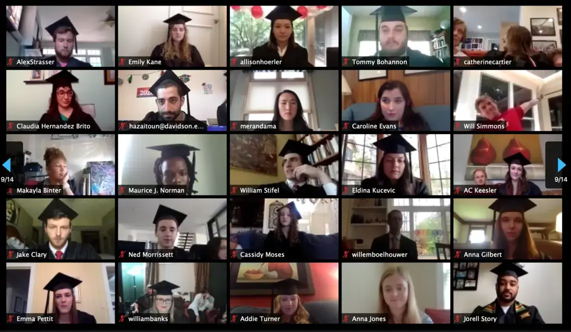 Seniors tune in to Davidson College's remote graduation celebration via Zoom. Image courtesy of Jessica Olson. United States, 2020.