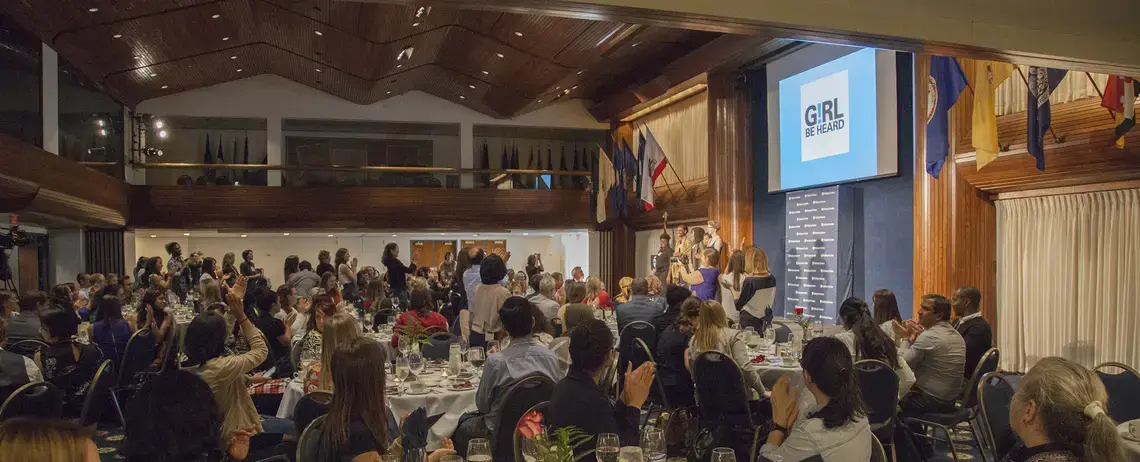 Girl Be Heard receives a standing ovation after their 2017 Gender Lens performance. Image by Jin Ding. United States, 2017.