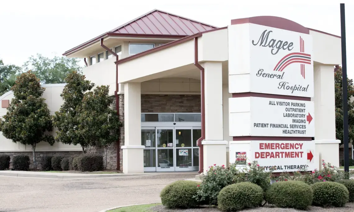 Opened in 1935, and incorporated in 1942, Magee General Hospital faced bankruptcy in recent years, and pulled itself out of the debt, under the supervision of CEO Greg Gibbes and a Board of Directors, but currently functions with day-to-day cash on hand during the COVID-19 pandemic. Image by Sarah Warnock/MCIR. United States, undated.