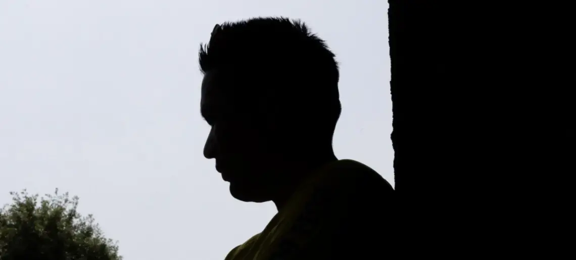 Alfredo, a 37-year-old machine operator in a Tyson poultry plant, at his home in northwest Arkansas on July 2, 2020. He asked to be only identified by his first name. Image by Spencer Tirey, For The Midwest Center for Investigative Reporting. United States, 2020.