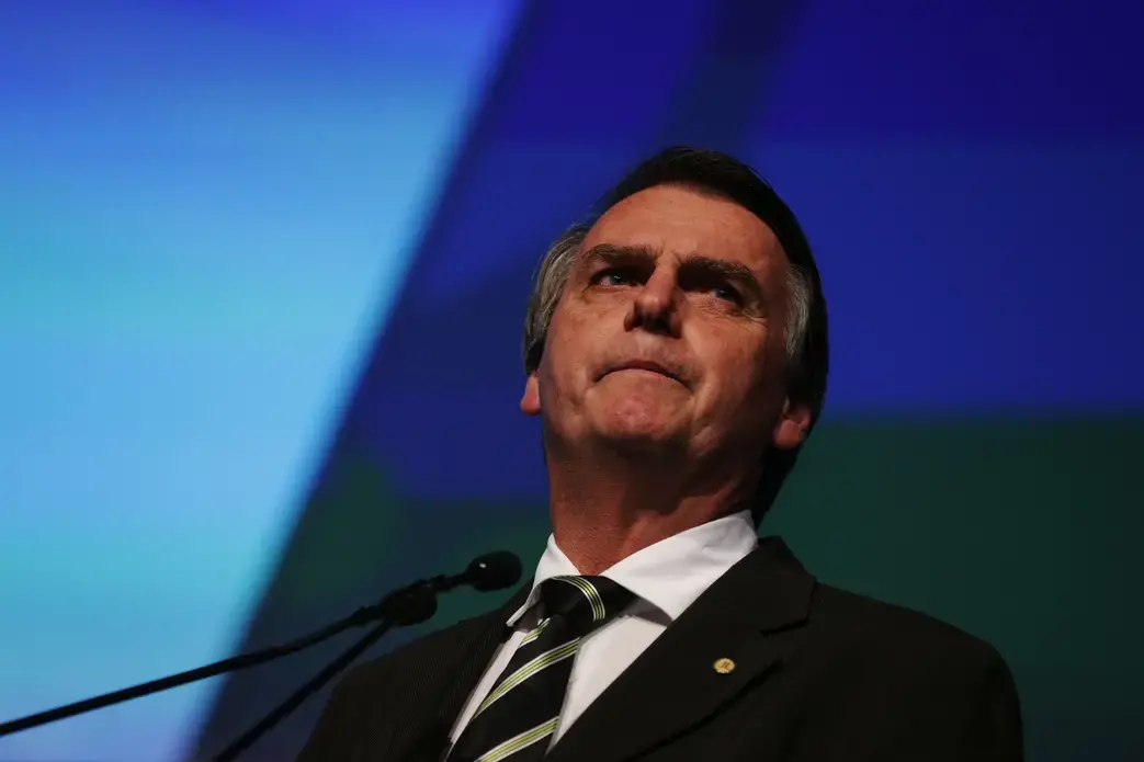 Then president-elect of Brazil Jair Bolsonaro during participation in the Unica Forum 2018. Image by Marcelo Chello. Brazil, 2018.
