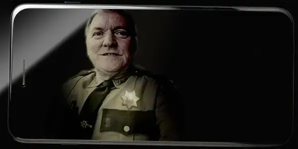 This graphic illustration of former Oxford County Sheriff Wayne Gallant uses a selfie he sent to a member of the community while in his office. Gallant resigned in December 2017, after 11 years as sheriff, but there was never a public reckoning of what happened under his management and the aftermath when he left. Illustration by Coralie Cross/BDN.