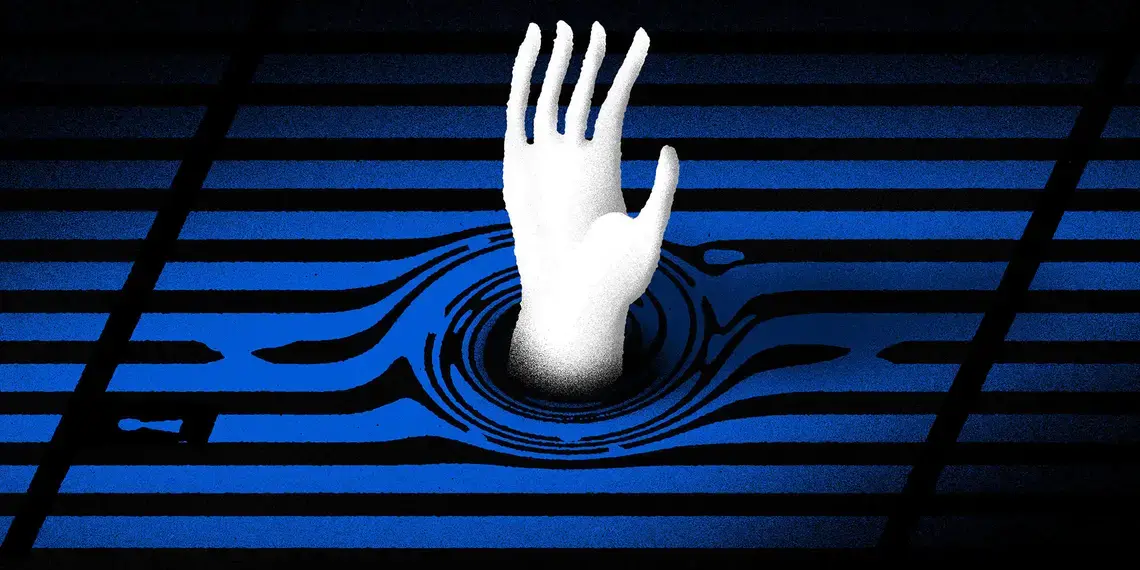 An illustration of a hand reaching between prison cell bars.