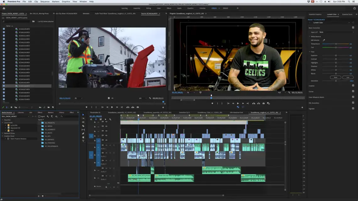 screenshot of Adobe Premiere Pro editing process