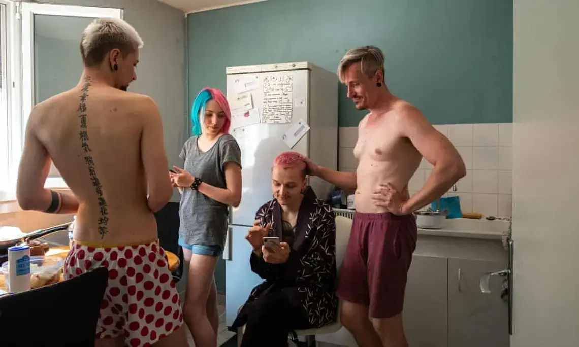 Faced with increasing levels of abuse in their hometown of Odessa, Ukraine, Sergi and his boyfriend Igor moved to Besançon, France. Igor had been attacked at a Pride march in Odessa, an incident that left him with head wounds and needing glasses. He and Sergi were chased in the streets in their home town by men shouting, ‘Death to faggots!’ and they began receiving death threats. Image by Bradley Secker. France, 2020.