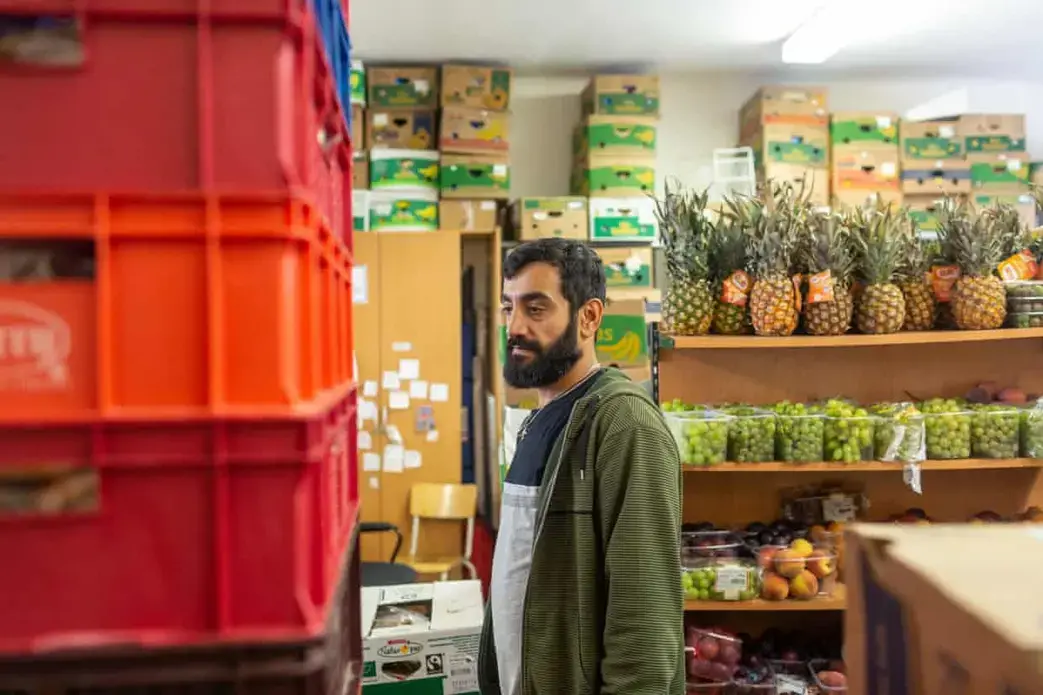Khusen and Komil are from Dushanbe, Tajikistan. They have been living in Austria for four years, where they have been granted political asylum due to the threats they faced at home. Khusen injects his Tajik designs into Vienna’s vibrant creative scene, while his boyfriend Komil advises LGBTQ+ people. Image by Bradley Secker. Austria, 2020.