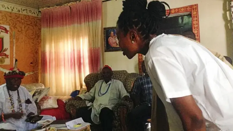 Oge Maduagwu travels around the south-east to meet traditional leaders to change their views. Image by Adaobi Tricia Nwaubani. Nigeria, 2020.