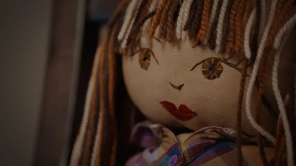 This is a "healing doll" that Araceli Salcedo uses to cope with the void left behind by her missing daughter, Rubi. Image by Jean Chapiro. Mexico, 2022.