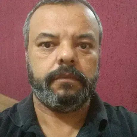 A man wears a black shirt.