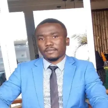 A man in blue suit.