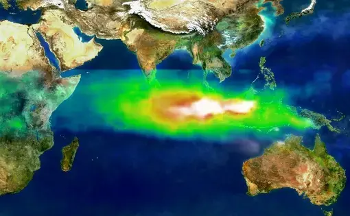Smog and smoke over Borneo and Indonesia, 1997. Image courtesy of NASA.