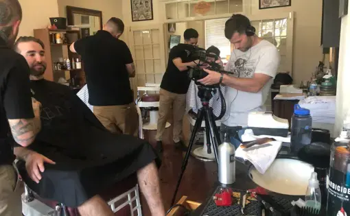 Behind the scenes while filming "Back from the Brink." Image courtesy of Dustin Jones. United States, 2019.