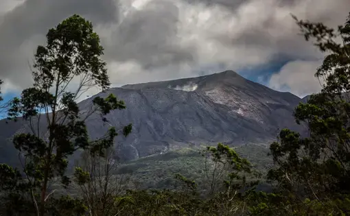 Steam and hot gases rise from the crater of Rincón de la Vieja, an active volcano in Costa Rica. Two scientific teams are measuring the carbon dioxide that seeps from cracks in the volcano’s foundation to determine its impact on the surrounding tropical forest. Image by Dado Galdieri / Hilaea Media. Costa Rica, 2020.