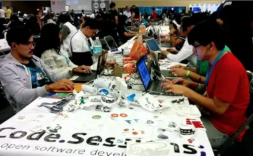 On July 24, 2015 students in Guadalajara program during a week-long event called CampusParty aimed at improving technology expertise. Image by Kara Andrade. Mexico, 2015.