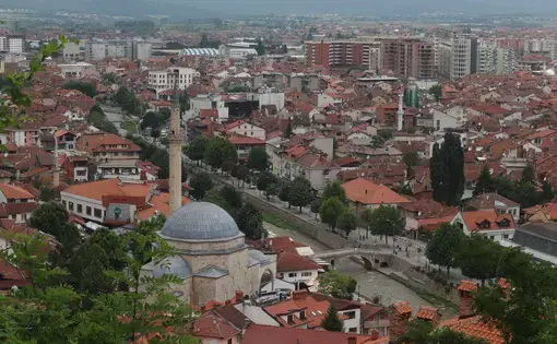 Overlooking the historic city of Prizren, known as the cultural capital of Kosovo. Image by A.J. Naddaff. Kosovo, 2018.