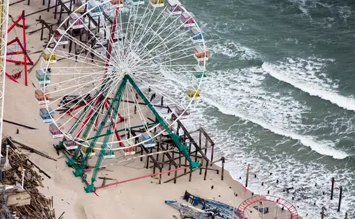 Ferris wheel damage post Hurricane Sandy: Seaside Heights, New Jersey. Image by Alex MacLean. New Jersey, 2012.