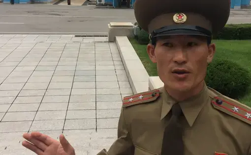 Lieutenant Colonel Pang Myong Jin, of the Korean People's Army, inside the Demilitarized Zone in the Democratic People's Republic of Korea. Image by Evan Osnos. North Korea, 2017.