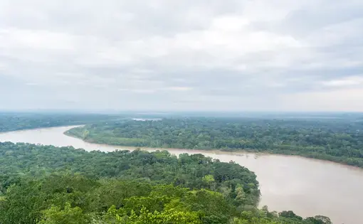 Aerial view of the Guayabero river in San Jose del Guaviare