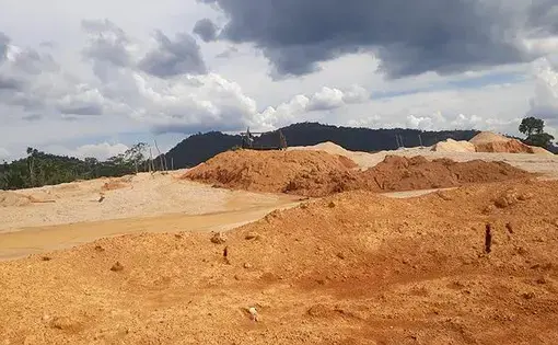 A ground view of sand mining in Brazil.