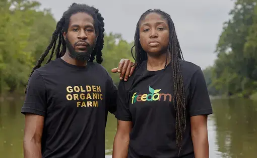 Kendrick Ransome and Marquetta Dickens in 2019 in the Tar River at Shiloh Landing