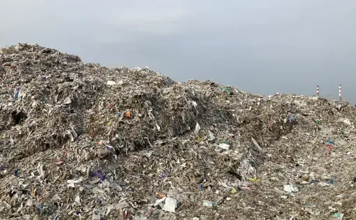 A large pile of trash