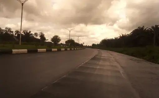 A paved road.