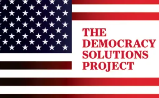 American flag graphic with the words "The Democracy Solutions Project"