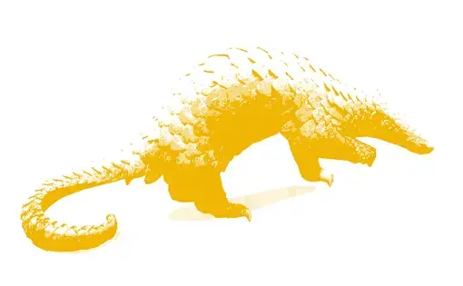 yellow halftone illustration of a pangolin