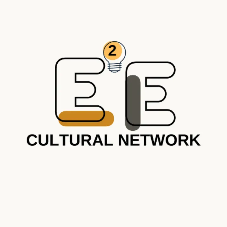 E2E Cultural Network Logo. Stylized letters over a white background