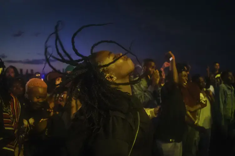 A music fan dances in a mosh pit at the African debut event of the&nbsp;Afropunk music festival hosted at Constitution Hill in Johannesburg. Image by&nbsp;Melissa Bunni Elian. South Africa, 2017.