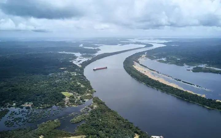 Aerial view of the trombetas river. Image by Pablo Albarenga. Brazil, 2019. 
