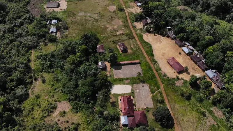 Timbó de Betania is 50 kilometers from Mitú, capital of Vaupés. Both towns are connected by the only road that exists in that Amazonian region. Image by Luis Ángel. Colombia, 2019.