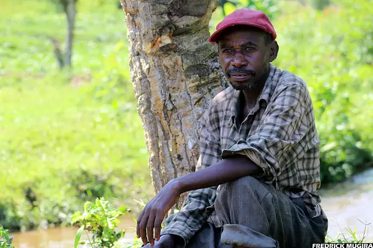 Jackson Kyomukama, chairperson of Karehe Batwa group in Bwindi. Image by Fredick Mugira. Uganda, 2020.