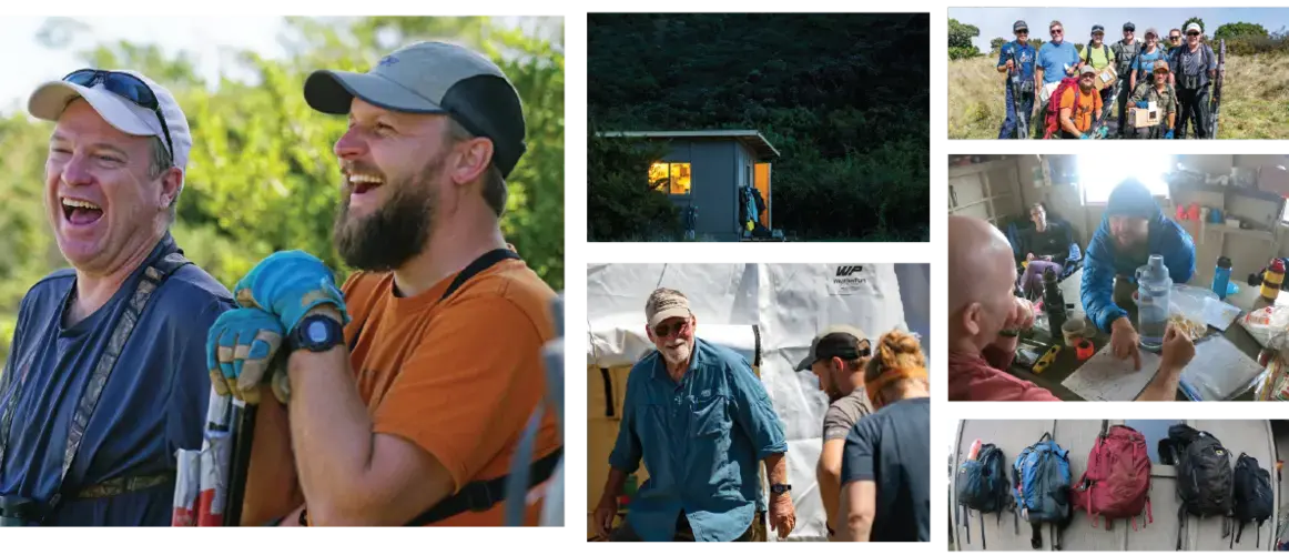 The kiwikiu translocation team had its ups and downs during the trip but stayed united. Images by Nathan Eagle. United States, 2019.