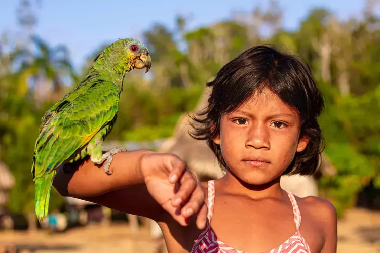 A child in the indigenous village of Aldeia Santo Antônio. Image by Fred Rahal Mauro. Brazil, undated.