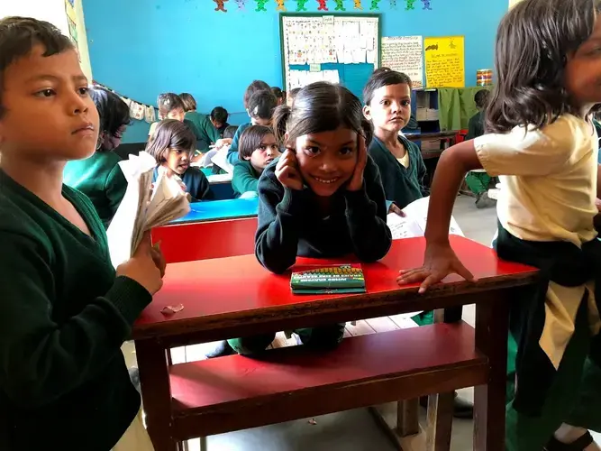 A student smiles during a school day at&nbsp;Pardada Pardadi. Image by Annalisa Merelli.&nbsp;India, 2018. 