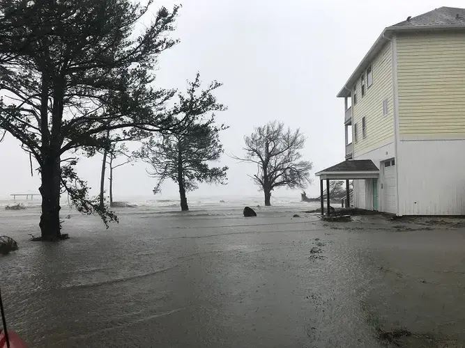Straits in Down East Carteret County is shown flooded during Hurricane Florence. Image by Lillie Chadwick Miller / Coastal Review Online. United States, undated.
