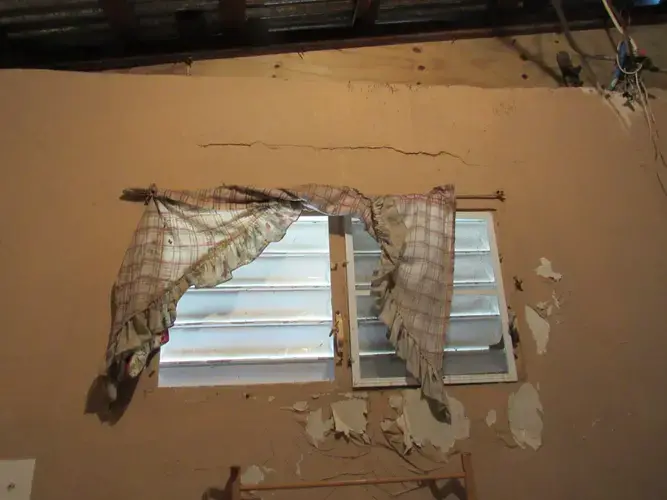 Carmona’s home, pre-repairs. Image courtesy of Kari Lydersen, Isabel Dieppa, and Martha Bayne. Puerto Rico, 2019.