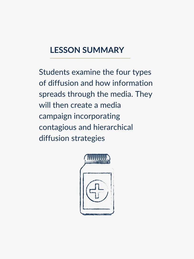 an illustration of a medicine bottle beneath a text summary of the lesson