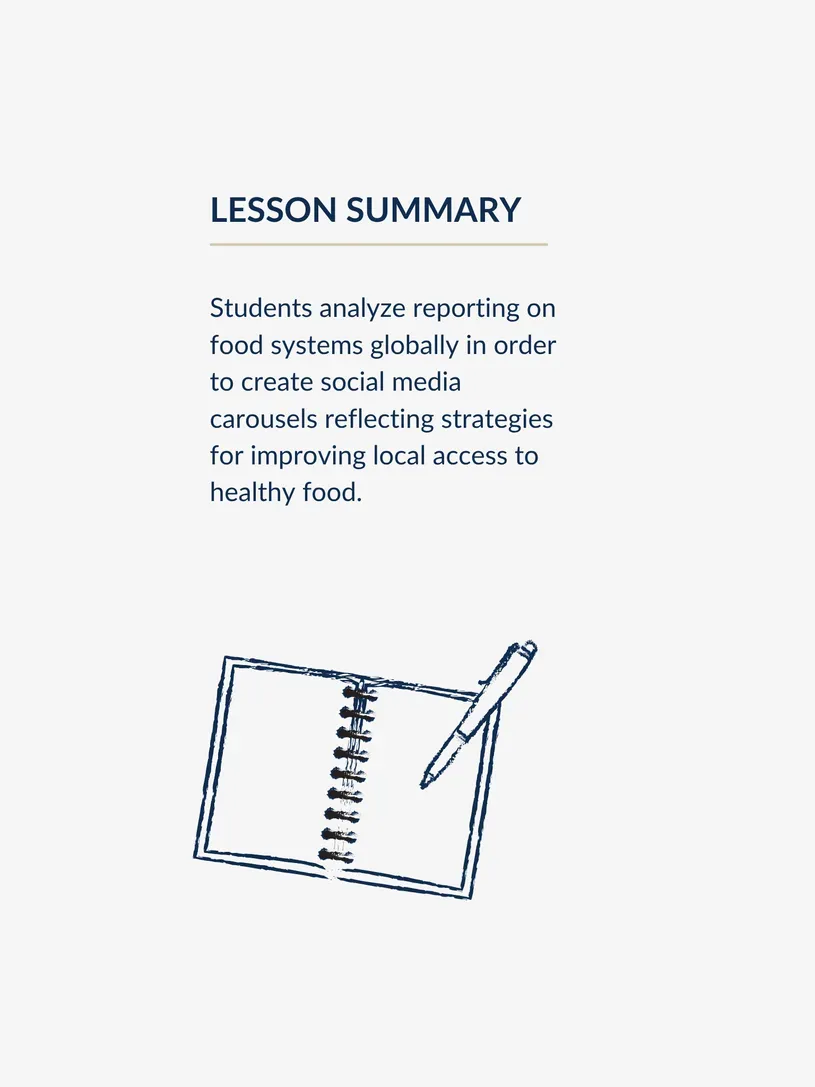 illustration of open notebook and pen under text summary of lesson