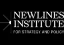 Rays scatter from the left of a text logo: "New Lines Institute For Strategy and Policy"