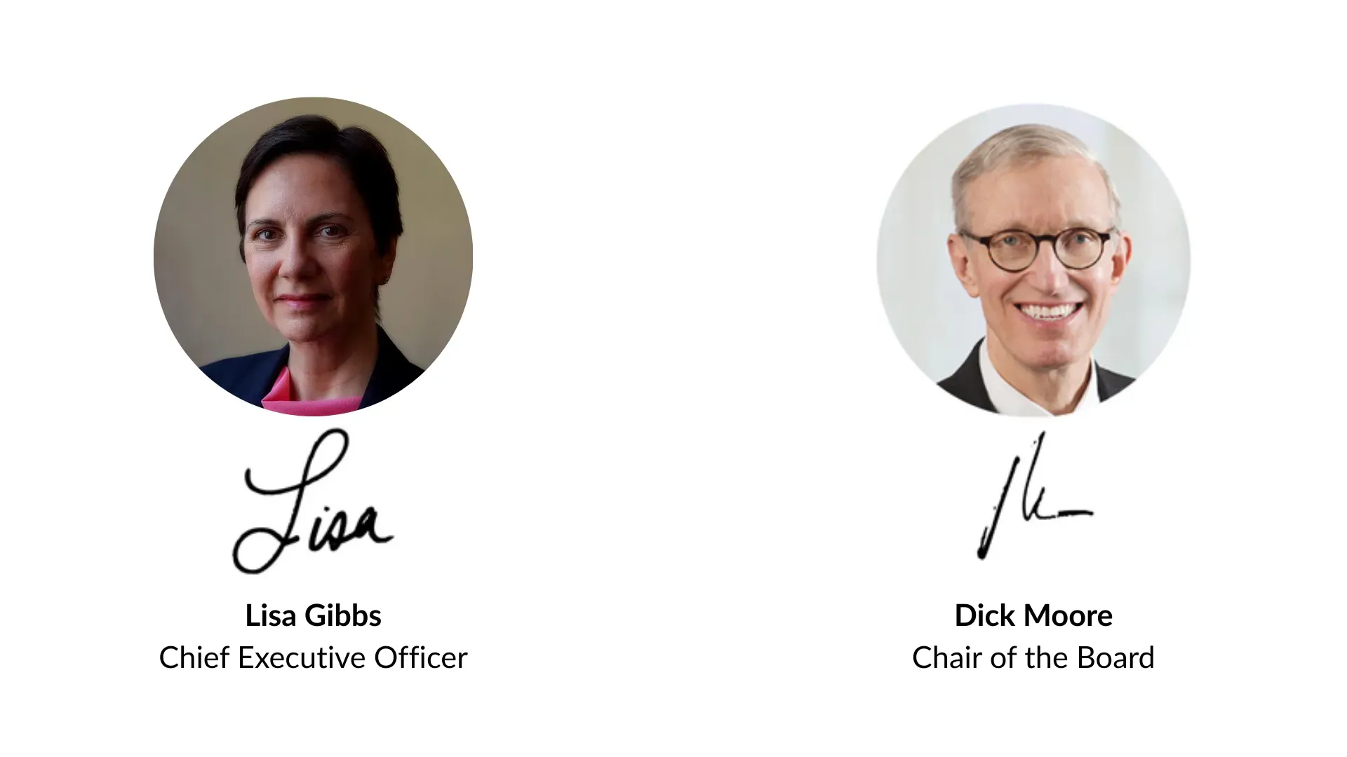 Lisa Gibbs and Dick Moore signatures