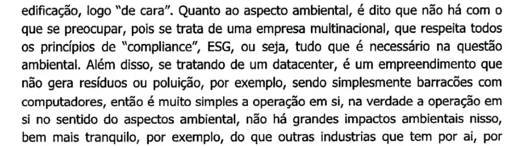 Trecho de ata de reunião do Conselho Municipal de Planejamento e Gestão Territorial Ambiental de Limeira